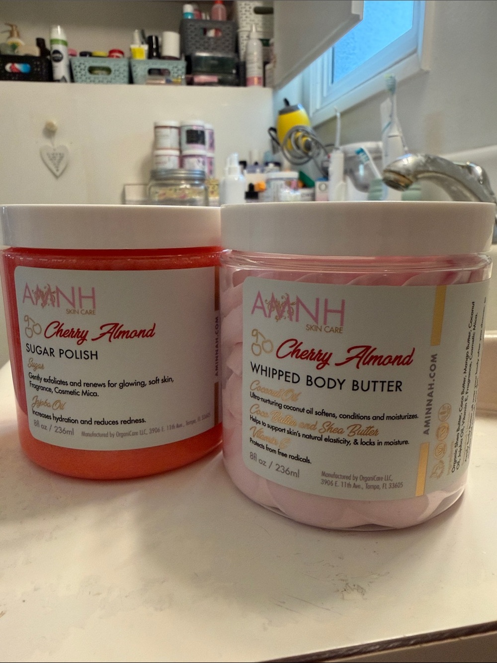 Aminnah Cherry Almond Whipped Body Butter & Sugar Scrub Set